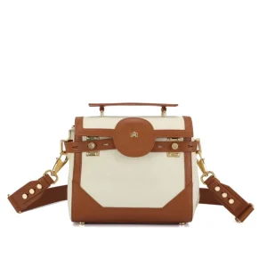 New Canvas Splicing Ladies Single Shoulder Crossbody Small Biker Bag Spring New Calf Leather Bag