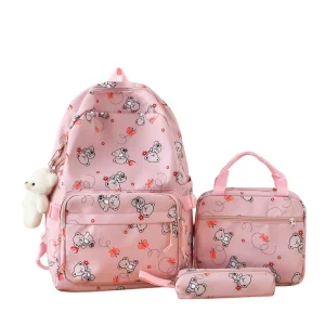 New Cartoon Waterproof Load Reduction Nylon Backpack 20-36L Arcuate Shoulder Strap Pencil & Lunch Bag Students Schoolbag