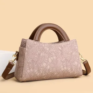 New Chinese Style National Style Women’s PU Floral Single Strap Crossbody Shoulder Bag Light Luxury Niche Large Capacity