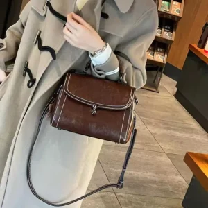 New Cowhide Women Bag High End Genuine Leather Square Lady Handbag Large Capacity Girl Single Shoulder Crossbody Bag