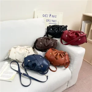 New Design Pleated Ladies Crossbody Bag With Large Capacity Drawstring Fashion and Luxury High Quality Womens Handbag