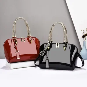 New Designer Patent PU Leather Ladies Shoulder Bag Fashion boston Bag Famous Brand Handbags for Women Luxury
