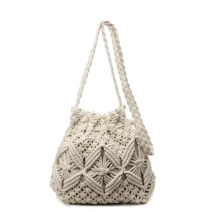 New Fashion Bohemian Style Straw Bag Fringe Bag Hand Woven Cotton Rope Shoulder Bag Small Women’s Cross body Bag