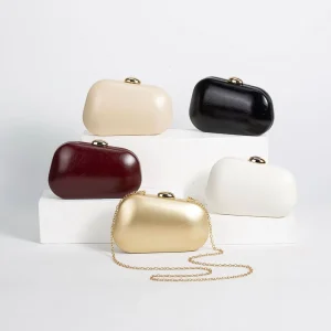 New Fashion Celebrity Dinner Bag PU Gold Shoulder Sling Bag Crossbody Handbag Clutch Evening Bag with Polyester Lining