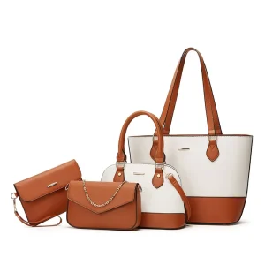 New Fashion Color Block 4-Piece Mother & Daughter Bag Set Women’s Handbag Shoulder & Crossbody Bag