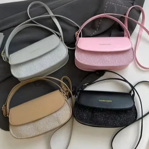 New Fashion High-End Geometric Pattern Single Strap Chains Women’s Saddle Bag Waterproof PU Leather Crossbody Shoulder