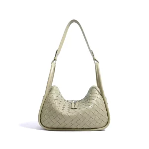 New Fashion Large Capacity Women’s Tote Bag Top Layer Cowhide Denim Fabric Geometric Pattern Zip Underarm Single Shoulder