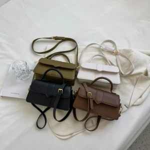 New Fashion PU Women’s Single Shoulder Crossbody Bag Small Square Texture Handbag Zipper Closure Stylish Messenger Bags