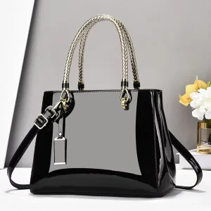 New Fashion Women’s Luxury PU Leather Zipper Closure Large Capacity Crossbody Shoulder Tote Bags with Polyester Lining