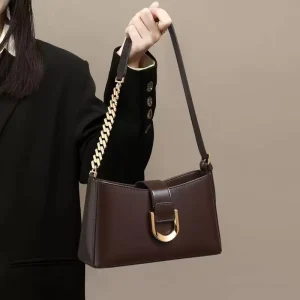 New Fashion Women’s Shoulder Bag Retro PU Leather Underarm Bag Lightweight Stylish Small Handbag for Ladies