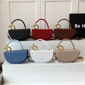 New Fashionable Ladies’ Bag Woven Texture Saddle Bag Single Shoulder Crossbody Bag Handbag for Daily Commuting Use