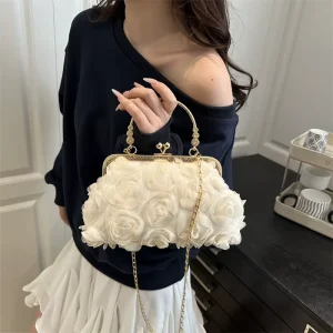 New Flower Fashion Handbag Internet Famous Korean Version Chain Bag High Beauty Fairy Texture Women’s
