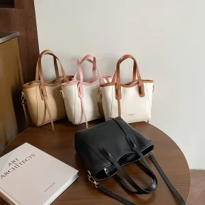 New French Style Woman’s Bucket Bags Fashion Woman’s Handbags PU Leather Lady’s Messager Bags