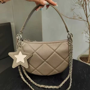 New Genuine Leather Women’s Handbag Crescent shaped Chain Hand shoulder Crossbody Bag Urban Minimalist Style