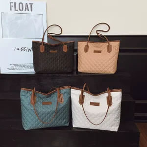 New Grid Women’s Bag Large Capacity Single Shoulder Tote Bag High Quality PU Leather Handbag