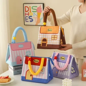 New House Shaped Insulation Bag Portable Cute Thickened Snack Handheld Bento Bag for Students Workers