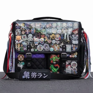 New Japanese Style Kawaii Ita Bag MultiPocket Crossbody Shoulder Bag with Clear Pin Collector Display Window for Girls Anime Con