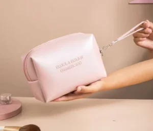 New Large Capacity Portable Cosmetic Bag Solid Color Simple Travel Portable Washing Cosmetic Bag PU Leather Cosmetic Bag