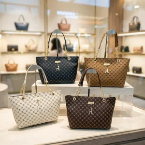 New Large Capacity Women’s Tote Bag Fashionable Printed Shoulder Handbag with Chain Strap Deer Charm Shopping Bag for Work