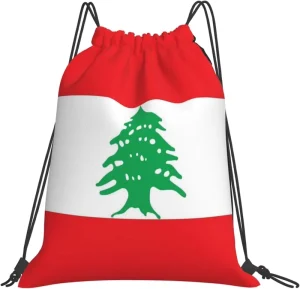 New Lebanon Flag Drawstring Bag Patriotic String Backpack for Crazy Soccer Football Fan