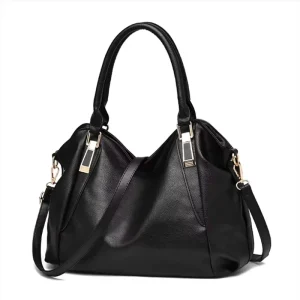 New Luxury Genuine Leather Women’s Handbag Brown Retro All Black Zipper Closure Casual Pillow Shape Single Strap