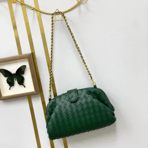 New Luxury Genuine Leather Woven Bag for Ladies Trendy Genuine Leather Handmade Weaving Bags Shoulder Bag