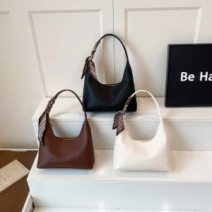 New Lychee Texture Solid Color Simple Trendy One shoulder Underarm Bag Elegant Women’s Shoulder Scarf Handbag