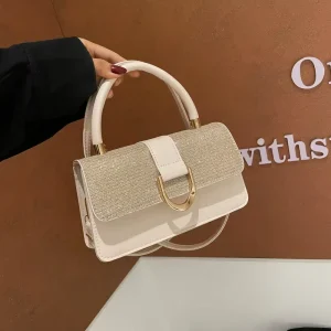 New Model Women’s High End Vintage Daily Handbag Versatile Shoulder Crossbody Small Square PU Bag with Single Cover Closure