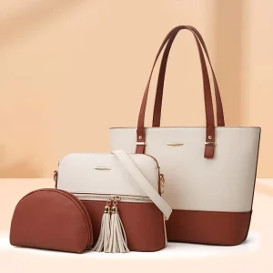 New Mother Son Tote Bag Three Piece Set One Shoulder Diagonal Handbag Tassel Zipper Closure PU Summer Factory