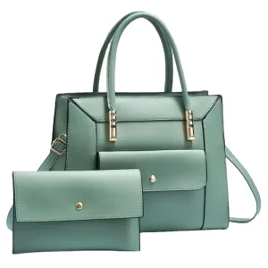 New PU Women Handbags Two Piece Big Capacity Ladies Clutch Bag Handbag Set Wallet