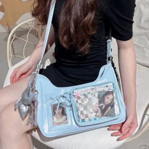 New Pain Bag Shoulder Crossbody Single Strap Women’s Middle Card Edition Zipper Pu Street Fashion Everyday Use Seam Line
