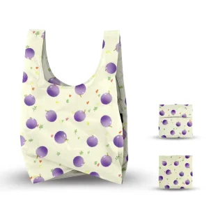 New Promotion 210T Polyester Foldable Lunch Bag Reinforced Reusable Collapsible Grocery Tote Bags with Shoulder Strap
