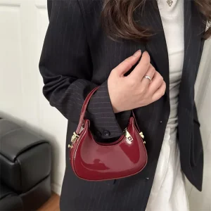 New Pu Leather Hobo Bag for Women Mini Fashion Shoulder Handbag Trendy Small Underarm Purse with Top Handle for Party