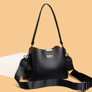 New Retro Lady Fashion PU Crossbody Bag Zipper Closure Portable High-End Handbag for Middle-Aged Elderly Women Travel