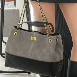New Spring Summer Fashion Matte Leather Handbag Quilted Genuine Leather Vintage Chain Shoulder Bag