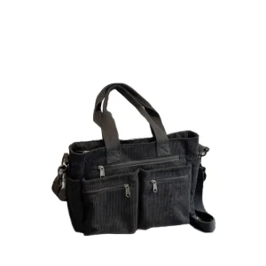 New Style Casual Handbag Large Capacity Corduroy Tote Bag with Multi Pocket for Women Travel Outdoor Shoulder Bag
