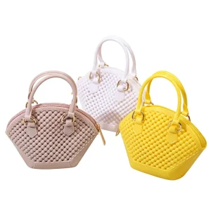 New Style Children’s & Women’s Hollow Fashion Makeup Mini Crossbody Shoulder Handbag with Zipper Closure PVC Material
