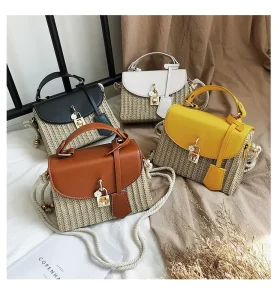 New Style Korean Version Unisex Casual Tote Handbag String Embroidery Chain Strap 2-2.9L Capacity PU Luxury Beach Vacation
