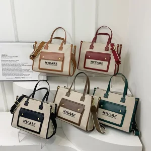New Style Large Tote Bags for Woman Fashion Letter Canvas Handbags Stitching Lady’s Shoulder Bags