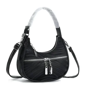 New Style PU Zipper Evening Clutch High Value Fashion Shoulder Bag Large Capacity Lightweight Crescent-Shaped Crossbody Handbag