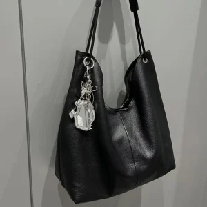 New Style Trending Vegetable Tanned Cowhide Tote Bag Versatile Genuine Leather Zipper Waterproof Shoulder Bag