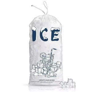 New Stylish Disposable LDPE Ice Plastic Bags with Drawstring for Vodka Mineral Water & Beverage Packaging