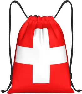 New Switzerland Flag Drawstring Bag Patriotic String Backpack for Crazy Soccer Football Fan