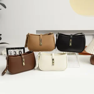 New Trend Cross Border Diagonal Fashion Women’s Waterproof Shoulder Bag Single Strap Polyester Lining Zip PU Handbag for Daily