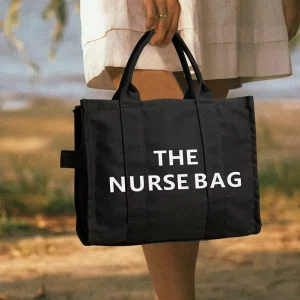 New Trending Women’s Handbag Bag Black Cotton Canvas Nurse Tote Bags With Custom Printed Logo