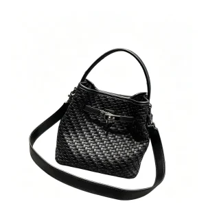 New Trendy Fashion Woven Shoulder Bag PU Leather Woven Handbag for Ladies Factory