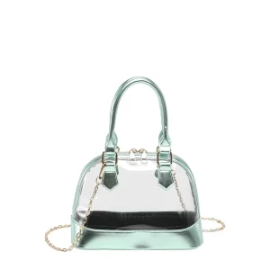 New Trendy INS Stylish Transparent Shell Shaped Handbag for Women Jelly Coin Purse Fashionable Chain Crossbody Bag