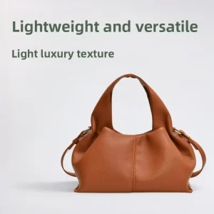 New Women’s French Croissant Style PU Leather Shoulder Bag Simple Cross Body Bag Zipper Closure Polyester Lining Small Size