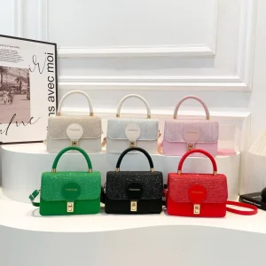 New Women’s Light Luxury Single Shoulder Bag Small Square Hand Bag Summer Sparkling Treasure Party Crossbody Bag