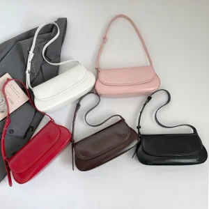 New Women’s Simple Flap Armpit Bag Solid Color PU Shoulder Bag Versatile Casual Crossbody Handbag Trendy Small Purse for Daily